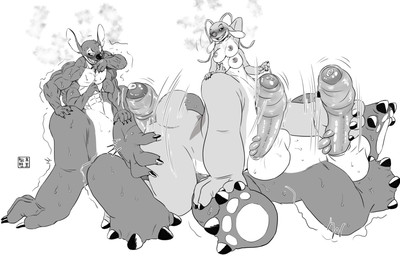 3_penises 4_breasts 4_fingers 6_arms abs antennae_(anatomy) back_markings balls bodily_fluids breasts butt butt_grab chest_markings claws duo ears_down female fingers foreskin frontal_taur_balls frontal_taur_genitals frontal_taur_penis genital_fluids genitals glans half-closed_eyes hand_behind_head hand_on_butt handjob humanoid_genitalia humanoid_penis long_body looking_pleasured male male/female markings multi_arm multi_balls multi_breast multi_genitalia multi_leg multi_limb multi_penis multifur muscular muscular_male narrowed_eyes nipples notched_ear partially_retracted_foreskin pawpads penile penis penis_grab pivoted_ears precum sex simple_background sweat taurification taurified white_background matsumotoshao disney lilo_and_stitch angel_(lilo_and_stitch) stitch_(lilo_and_stitch) alien experiment_(lilo_and_stitch) taur 2019 digital_media_(artwork) greyscale hi_res monochrome