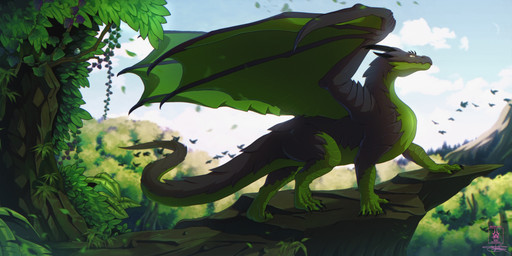 black_horn cave cliff feral green_body grey_body horn male nature_background solo spiked_tail spikes spikes_(anatomy) tail seregore mythology dragon mythological_creature mythological_scalie scalie cel_shading hi_res shaded