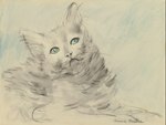 ambiguous_gender feral fur green_eyes pupils slit_pupils solo whiskers francis_picabia public_domain domestic_cat felid feline felis mammal charcoal_(artwork) signature traditional_media_(artwork)