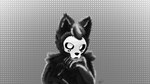 anthro bone latex male mask skull birllil changed_(video_game) puro_(changed) virgil_(birllil) canid canine canis living_latex mammal unknown_species wolf 16:9 hi_res monochrome widescreen