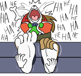 5_toes anthro arms_tied bodily_fluids bone bound crying crying_laughing feet foot_fetish laugh male plantigrade restraints soles solo stocks tears tickle_torture tickling tickling_feet toes vocalization darkburst frozarcold cyberconnect2 little_tail_bronx solatorobo red_savarin canid caninu mammal