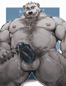 abs anthro areola balls barazoku beard bedroom_eyes biceps big_balls big_muscles big_penis blue_background bodily_fluids body_hair border chest_hair claws dripping ear_piercing ear_ring erection eyebrows facial_hair foreskin fur genital_fluids genitals glans happy_trail huge_balls huge_muscles huge_penis humanoid_genitalia humanoid_penis kemono looking_at_viewer male mature_anthro mature_male muscular muscular_anthro muscular_male mustache narrowed_eyes navel nipples nude one_eye_closed pecs penis piercing precum precum_drip precum_string presenting presenting_penis pubes ring_piercing scar seductive simple_background smile solo standing thick_arms thick_penis thick_thighs tongue tongue_out tuft unretracted_foreskin vein white_border bearwivme anothereidos_of_dragon_vein_r sigvaldi_(anothereidos_r) bear mammal polar_bear ursine 2025 hi_res