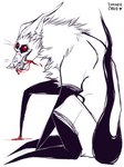 3_eyes anthro blood blood_on_claws blood_on_mouth bloodonmouth bodily_fluids demonic demonic_eyes fangs fangs_bared looking_at_viewer male multi_eye neck_tuft red_eyes simple_coloring solo teeth tuft sammehchub pivot_(sammehchub) canid canine canis demon hybrid mammal wolf 3:4 hi_res