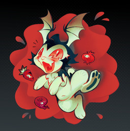 anthro black_body black_ears black_fur black_hair black_tail blush carrot fangs food fur hair happy head_wings long_ears male multicolored_body multicolored_fur pawpads paws pink_sclera plant pose red_eyes scut_tail sharp_teeth short_tail smile solo tail teeth two_tone_body two_tone_fur two_tone_tail unusual_wing_placement vegetable white_body white_fur white_nose white_tail wings shug888 bunnicula_(series) bunnicula lagomorph leporid mammal rabbit vampire 2026 digital_media_(artwork) hi_res