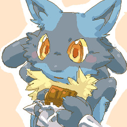 anthro biped black_body black_fur blue_body blue_claws blue_ears blue_fur candy cheek_tuft chocolate chocolate_bar claws dessert facial_tuft food fur grey_spikes hand_spike iris male multicolored_body multicolored_fur orange_eyes simple_background solo spikes spikes_(anatomy) surprised tuft yellow_body yellow_fur yellow_sclera unknown_artist nintendo pokemon canid canine generation_4_pokemon lucario mammal pokemon_(species) 1:1 bust_portrait digital_media_(artwork) icon low_res oekaki portrait source_request