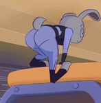 anthro butt butt_expansion butt_focus climbing clothed clothing expansion female police police_officer police_uniform scut_tail short_tail slipping solo tail thick_thighs uniform wide_hips holysmutts disney zootopia judy_hopps european_rabbit lagomorph leporid mammal oryctolagus rabbit 2024 animated low_res short_playtime