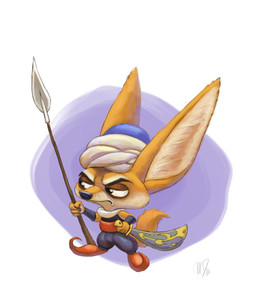 4_fingers anthro big_ears big_head biped black_eyes clothed clothing fingers footwear frown fully_clothed fur headgear headwear holding_melee_weapon holding_object holding_sword holding_weapon huge_head male melee_weapon orange_body orange_fur polearm poulaines religious_clothing religious_headwear scabbard sheathed_weapon shoes solo spear standing sword toony turban weapon nikraccoom disney zootopia finnick_(zootopia) canid canine fennec_fox fox mammal true_fox 2016 hi_res source_request