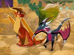 aged_up australian claws clothing duo female feral gradient_background hat headgear headwear horn jewelry male multi_horn necklace pathway simple_background tail teeth wings thiscrispykat activision mythology spyro_the_dragon the_legend_of_spyro cynder flame_(spyro) dragon mythological_creature mythological_scalie scalie 2015 dated digital_media_(artwork)