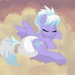 blue_hair blue_tail clothed clothing cloud diaper diaper_fetish diaper_only eyes_closed female feral hair multicolored_hair purple_body sleeping solo tail topless two_tone_hair two_tone_tail wearing_diaper white_diaper white_tail wings nineplusten friendship_is_magic hasbro my_little_pony mythology cloud_chaser_(mlp) equid equine mammal mythological_creature mythological_equine pegasus 1:1 hi_res