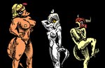 anthro areola big_breasts black_eyes blonde_hair breasts clothing covering covering_breasts covering_self female fingers genitals grey_body grey_eyes grey_scales group hair hand_behind_head hat headgear headwear long_tail nipples nude nude_anthro nude_female open_mouth orange_body orange_scales pussy red_hair scales simple_background small_waist smile snout solo tail thick_thighs transparent_background trio yellow_body yellow_scales yellow_sclera banco cavemanon_studios snoot_game heather_(snoot_game) judee schizo_chan_(snoot_game) acrocanthosaurus carcharodontosaurid compsognathid compsognathus dinosaur prehistoric_species reptile scalie theropod troodon troodontid 2024 alpha_channel digital_drawing_(artwork) digital_media_(artwork) hi_res