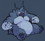 anthro barefoot biped claws feet frustrated male musclegut muscular overweight overweight_anthro overweight_male pawpads paws solo struggling talons toes upset blkmnstrr mythology avian gryphon mythological_avian mythological_creature