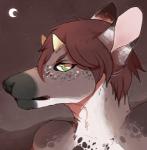 ambiguous_gender anthro black_nose hair horn looking_at_viewer moon night nude solo spots deertrot gale_(stilledfox) deer mammal brown_theme bust_portrait digital_media_(artwork) low_res portrait