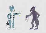 anthro blush crystal drawing duo fur gem happy male male/male tail nijtus mythology sky_(sky25) canid canine dragon felid fox hybrid mammal mythological_creature mythological_scalie pantherine scalie tiger absurd_res hi_res sketch