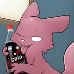 beverage bottle cola container creative_censorship female feral holding_bottle holding_container holding_object licking licking_object soda soda_bottle solo tongue tongue_out cdt2s coca-cola rain_world videocult ragnarok_(cdt2s) slugcat 1:1 censored compression_artifacts