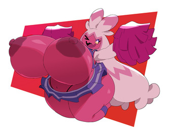 areola big_breasts big_butt bottomwear breasts butt cheerleader cheerleader_outfit clothed clothed_female clothed_humanoid clothing female female_humanoid huge_breasts huge_butt huge_hips huge_thighs hyper hyper_breasts looking_at_viewer multicolored_eyes nipples not_furry one_eye_closed open_mouth pink_areola pink_body pink_nipples pom_poms shortstack shortstack_female skirt solo thick_thighs thong topless two_tone_eyes underwear wide_hips cyberlord1109 nintendo pokemon generation_9_pokemon humanoid pokemon_(species) tinkaton digital_media_(artwork) hi_res
