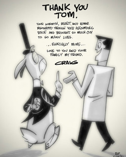3_toes 4_fingers anthro black_bottomwear black_clothing black_footwear black_hair black_pants black_shoes black_text black_top_hat bottomwear bow_tie clothed clothing coat duo facial_hair feet fingers floppy_ears footwear fully_clothed gloves gradient_background grey_background hair handwear lab_coat lop_ears male mustache on_model open_mouth pants shadow shoes simple_background talking_to_another text toes topwear tribute tuxedo_vest voice_actor_joke walking white_clothing white_coat white_facial_hair white_gloves white_handwear white_lab_coat white_mustache white_topwear craig_mccracken cartoon_network foster's_home_for_imaginary_friends powerpuff_girls mr._herriman professor_utonium tom_kane human lagomorph leporid mammal rabbit 2026 4:5 crossover dated digital_drawing_(artwork) digital_media_(artwork) english_description english_text full-length_portrait hi_res in_memoriam official_art portrait signature story story_in_description
