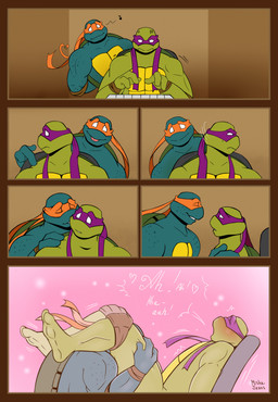 2_toes 3_fingers anthro busy caressing caressing_face chair chair_position clinging feet fellatio fingers from_behind_position furniture kiss_on_cheek kissing male male/male oral penile sex shell sudden that_escalated_quickly toes chair_activities mishajeans teenage_mutant_ninja_turtles donatello_(tmnt) michelangelo_(tmnt) reptile scalie turtle absurd_res comic digital_media_(artwork) hi_res brother_(lore) brothers_(lore) incest_(lore) sibling_(lore)