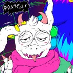 ahegao all_the_way_through animal_genitalia animal_penis anthro blush canine_genitalia canine_penis duo ear_penetration ear_threading eyewear femboy genitals gesture glasses hand_gesture in_one_ear_and_out_the_other looking_pleasured male male/male musclegut muscular neon nipple_piercing nipples penetration penile penile_penetration penis piercing scarf skullfuck text threaded_by_penis tongue tongue_out v_sign what ducktape_lizard_inc deltarune undertale_(series) ralsei bovid canid canine canis caprine digital_creature goat mammal werewire wolf 1:1 hi_res