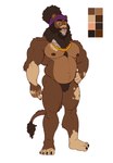 accessory anthro beard belly biceps black_hair brown_body brown_fur brown_hair brown_skin clothing dreadlocks facial_hair fur hair hair_bun hand_on_hip headband headband_only headgear headwear jewelry looking_at_viewer male musclegut muscular muscular_anthro muscular_arms muscular_male muscular_thighs mustache necklace necklace_only nipples nude pecs simple_background slightly_chubby smile solo standing tied_hair white_hair knuxlight demetrius_hurrd_(brunkdutt) felid lion mammal pantherine 2022 colored digital_media_(artwork) hi_res model_sheet