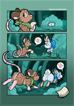 anus claws female feral forest genitals paws plant ribbons scarf tree vulva whiskers conditional_dnp pocketpaws alun_(pocketpaws) lagomorph leporid mammal mouse murid murine rabbit rodent comic hi_res
