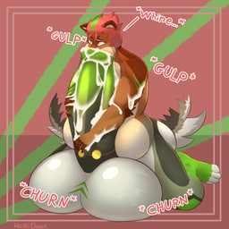 attribute_theft auto_cum_inflation autofellatio bodily_fluids cum cum_inflation cum_inside foreskin genital_fluids genitals hyper hyper_genitalia inflation male masturbation oral oral_masturbation penile penile_masturbation penis solo text thick_thighs heikidraws chase_(someroo) canid canine canis domestic_dog mammal 1:1 absurd_res english_text hi_res