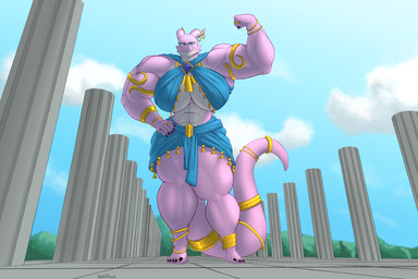 anthro big_breasts breasts female huge_breasts hyper hyper_breasts jewelry macro muscular solo heikidraws kobold scalie absurd_res hi_res