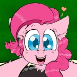 blue_eyes clothing female first_person_view grass hair heart_symbol hug pink_hair plant smile solo ichibangravity friendship_is_magic hasbro my_little_pony pinkie_pie_(mlp) earth_pony equid equine horse human mammal pony 1:1 2014