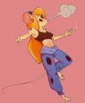 3_toes anthro barefoot bodily_fluids chip_'n_dale_rescue_rangers cigarette disney eyes_closed eyewear eyewear_on_head feet female gadget_hackwrench goggles goggles_on_head grease_stains hi_res mammal margoanimates midriff mouse murid murine rodent smoking solo sweat toes