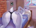 anthro big_butt butt camel_toe clothed clothing female panties solo thong topless underwear aponty disney zootopia judy_hopps lagomorph leporid mammal rabbit picture_in_picture