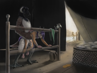 anal anal_orgasm anal_penetration animal_genitalia animal_penis anthro anthro_on_anthro anthro_penetrated anthro_penetrating anthro_penetrating_anthro anthro_penetrating_male avian_feet balls beak big_dom_small_sub black_body bodily_fluids brown_body brown_feathers claws clenched_teeth clothing coin container crown cum cum_drip cum_in_ass cum_inside cum_on_ground cum_while_penetrated detailed_background dominant dripping duo duo_focus ejaculation erection feathers feet fence fingers from_behind_position fur genital_fluids genitals gold_(metal) group hair hands-free headgear humanoid_genitalia humanoid_penis interspecies larger_male looking_at_another male male/male male_anthro male_on_anthro male_penetrated male_penetrating male_penetrating_anthro male_penetrating_male membrane_(anatomy) nude orgasm outside penetration penile penile_penetration penis penis_in_ass pink_genitals pink_penis public purple_hair sex size_difference smaller_male smaller_penetrated standing standing_sex tail tail_feathers tan_body teeth tent toes water webbed_feet white_body white_feathers wings reku_illustration anatid anseriform avian bird mammal 4:3 absurd_res digital_media_(artwork) hi_res