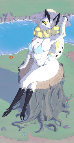 2_toes antennae_(anatomy) anthro arthropod_abdomen big_breasts bikini bra breasts clothing feet female flower fungus grass hat headgear headwear heart_eyes heart_symbol log mushroom neck_tuft non-mammal_breasts one_eye_closed plant river sitting solo straw_hat swimwear toes tuft two-piece_swimsuit underwear white_body wings wood permaclot arthropod insect lepidopteran moth hi_res shaded