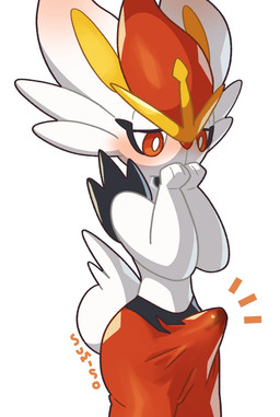 blush bodily_fluids bulge clothed clothing covering covering_mouth covering_own_mouth covering_self embarrassed erection erection_under_clothing genital_fluids leaking_precum male precum precum_through_clothing solo stained_clothing tenting wet wet_clothing sumiso nintendo pokemon cinderace generation_8_pokemon lagomorph leporid mammal pokemon_(species) hi_res source_request unavailable_at_source
