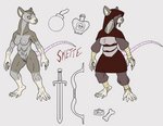 6_breasts adventurer anthro bomb bow_(weapon) breasts explosives female melee_weapon multi_breast nude poison potion_bottle ranged_weapon solo sword weapon baeowulf skette_(baeowulf) mammal murid murine rat ratfolk rodent absurd_res hi_res model_sheet