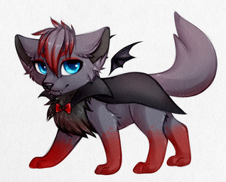 ambiguous_gender black_body black_cape black_clothing black_fur black_nose black_wings blue_eyes cape cheek_tuft chest_tuft clothing facial_tuft fangs feral fur glistening glistening_eyes glistening_nose grey_body grey_ears grey_fur grey_hair grey_tail hair leg_markings looking_at_viewer markings membrane_(anatomy) membranous_wings multicolored_body multicolored_fur multicolored_hair quadruped red_body red_fur red_hair simple_background socks_(marking) solo tail teeth tuft two_tone_body two_tone_fur two_tone_hair unsigned white_background wings bloominglynx nintendo pokemon canid generation_5_pokemon mammal pokemon_(species) vampire zorua 2020 hi_res traditional_media_(artwork)