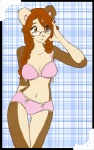 anthro bra brown_eyes clothing eyewear female glasses panties ribbons solo underwear obliviousally bear mammal