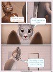 3d_(artwork) ambiguous_gender anthro bathroom blue_eyes brown_eyes canid canine canis close-up comic digital_media_(artwork) duo english_text eyewear felid glasses hi_res jackal looking_at_another mammal mynka nude pantherine text