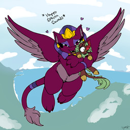 belly captured countershade_belly countershading cuddling duo eyes_closed eyeshadow feathered_wings feathers female feral flying fur headpiece heart_symbol larger_female makeup purple_body purple_eyeshadow purple_fur size_difference tail wings conditional_dnp skoon third-party_edit asian_mythology chinese_mythology east_asian_mythology friendship_is_magic hasbro my_little_pony mythology cinder_glow_(mlp) sphinx_(mlp) dragon felid kirin mammal mythological_creature mythological_scalie mythological_sphinx scalie 1:1 absurd_res hi_res unavailable_at_source