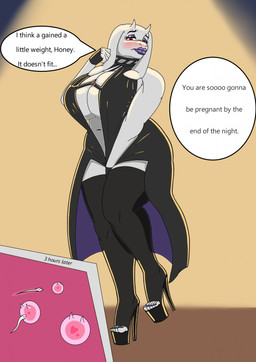 5_fingers 5_toes absolute_territory anthro big_breasts black_clothing black_dress black_fingerless_gloves black_footwear black_gloves black_handwear black_high_heels black_legwear black_stockings blush boots breast_squish breasts clothing colored_nails colored_toenails cosplay curvy_figure cutaway dialogue dress eyebrows eyelashes eyeshadow feet female fertilized_egg fingerless_gloves fingers first_person_view footwear gloves hand_on_crotch handwear high_heeled_boots high_heels holding_skirt_down horn huge_breasts impregnation inside internal legwear lipstick long_ears looking_at_viewer makeup male male_pov mature_anthro mature_female motion_lines multiple_ova nails navel nervous offscreen_character ovum ovum_with_heart purple_eyeshadow purple_lipstick purple_nails purple_toenails red_eyes shoes simple_background solo sparkles sparkling_clothing speech_bubble sperm_cell squish standing stockings talking_to_viewer text thigh_boots thigh_highs time_skip toeless_legwear toeless_stockings toenails toes voluptuous skueeeakerz spy_x_family undertale_(series) toriel yor_forger boss_monster_(undertale) bovid caprine goat mammal 2025 english_text full-length_portrait hi_res portrait