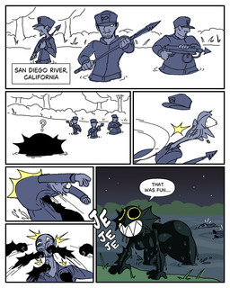 anthro big_butt big_eye big_pupils breasts butt dialogue female fight grin group kick male mud night punch pupils question_mark sharp_teeth small_breasts smile swamp teeth text thick_thighs underwater water wide_hips diegutan merlin_brava aquatic fish human mammal 4:5 absurd_res comic english_text hi_res