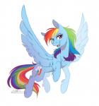 blue_body blue_feathers blue_fur cutie_mark feathered_wings feathers female feral fur hair multicolored_hair multicolored_tail open_mouth pink_eyes rainbow_hair rainbow_tail simple_background solo spread_wings tail white_background wings dvixie friendship_is_magic hasbro my_little_pony mythology rainbow_dash_(mlp) equid equine mammal mythological_creature mythological_equine pegasus 2015