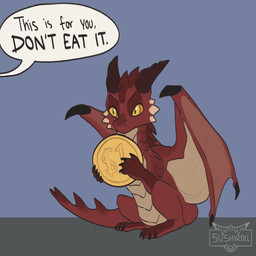 ambiguous_gender belly black_horn claws coin dialogue facial_spikes feral holding_object horn membrane_(anatomy) membranous_wings multicolored_body red_body red_scales red_tail scales simple_background solo speech_bubble spiked_tail spikes spikes_(anatomy) tail white_belly white_body white_scales wing_claws wings yellow_eyes 5ushiroll european_mythology mythology dragon mythological_creature mythological_scalie scalie western_dragon 1:1 2020 absurd_res digital_media_(artwork) hi_res