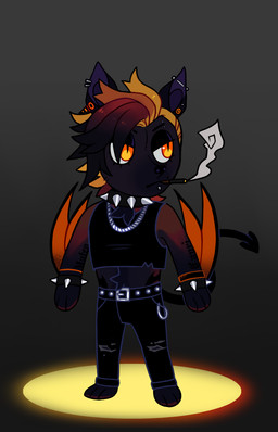 alternative_fashion anthro bracelet chain chibi collar goth jewelry male piercing plantigrade smoking solo spade_tail spiked_bracelet spiked_collar spikes tail tattoo wings greaserdemon bat demon flying_fox giant_golden-crowned_flying_fox mammal megabat hi_res