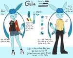 anthro anthrofied blue_body blue_fur blue_hair bottomwear breasts clothing eyelashes feet female fingers footwear fur hair looking_at_viewer pokemorph shoes shorts simple_background solo standing teal_eyes text sandwich-anomaly nintendo pokemon spaceballs galia_(sandwich-anomaly) eeveelution generation_4_pokemon glaceon hybrid lucario pokemon_(species) 2019 digital_media_(artwork) english_text hi_res model_sheet