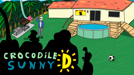 anthro backyard barbecue female group male prehistoric swimming_pool marunishkek cavemanon_studios i_wani_hug_that_gator damien_payne inco_(iwhtg) olivia_halford baryonyx dinosaur human mammal prehistoric_species reptile saurischian scalie spinosaurid theropod