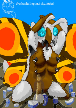 4_breasts anthro armpit_fetish breasts building_in_pussy dildo female heart_eyes heart_symbol milk multi_breast ribbed_dildo sex_toy solo x-ray_view tshackddegen mothra_(series) toho mothra arthropod insect lepidopteran moth absurd_res hi_res