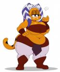 anthro big_breasts breasts crossgender curvy_figure ellipsis female fusion half-closed_eyes narrowed_eyes overweight overweight_anthro overweight_female simple_background solo thick_thighs voluptuous white_background wide_hips sssonic2 garfield_(series) mad_(series) star_wars ahsoka_tano garfield_the_cat sudoku_(mad) domestic_cat felid feline felis mammal crossover hi_res