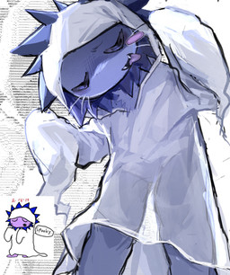 anthro ascii_art bikini_briefs briefs clothing fangs fur ghost_costume looking_at_viewer male mane purple_body purple_fur sharp_teeth simple_background solo speech_bubble star teeth text tongue tongue_out underwear whiskers white_background white_briefs white_clothing white_underwear 39_taro0 neko_no_teach-kun oyasaioni9 smith_(neko_no_teach-kun) felid lion mammal pantherine 2025 absurd_res english_text hi_res