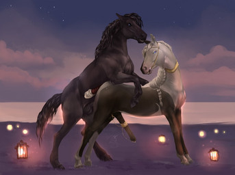 accessory anal anal_penetration animal_genitalia animal_penis ball_ring balls black_balls black_penis bodily_fluids chain cloud cock_ring crescent_moon duo equine_genitalia equine_penis erection feral feral_on_feral feral_penetrated feral_penetrating feral_penetrating_feral from_behind_position genitals halter jewelry lamp lantern male male/male male_penetrated male_penetrating male_penetrating_male moon mounting necklace outside penetration penis penis_accessory penis_jewelry sex sky star almatea equid equine horse mammal signature