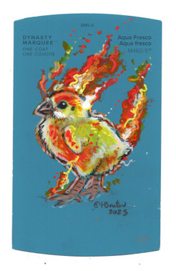 ambiguous_gender black_eyes brown_body burning claws feathers feral fire flaming_feathers orange_body orange_feathers paint_sample_card solo text wings yellow_body yellow_feathers young heather_bruton european_mythology greek_mythology mythology avian mythological_avian mythological_bird mythological_creature mythological_firebird phoenix 2026 acrylic_painting_(artwork) english_text low_res marker_(artwork) painting_(artwork) traditional_media_(artwork) traditional_painting_(artwork)