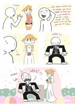 anthro appreciation blush breasts carnation clothing confetti confusion desperation dialogue disproportionate dress female flower groom humor male male/female marriage_proposal pear-shaped_figure plant pointy_ears prick_ears small_breasts solo sudden suit text veil wedding wedding_dress wide_hips rolo_stuff anon rolo_(rolo_stuff) domestic_cat felid feline felis mammal absurd_res comic english_text hi_res